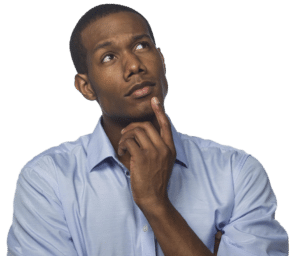 An African American man looking contemplative, reflecting emotional awareness, stress, and thoughtful self-reflection.