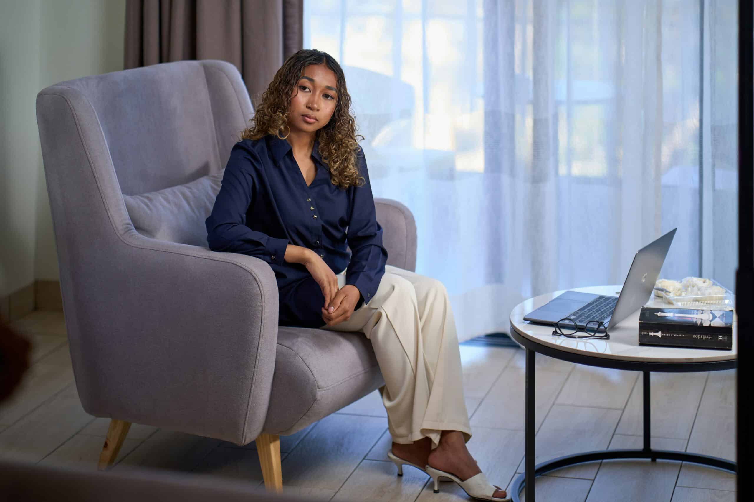 Adult engaging in functional therapy activities to support anxiety and daily routines.